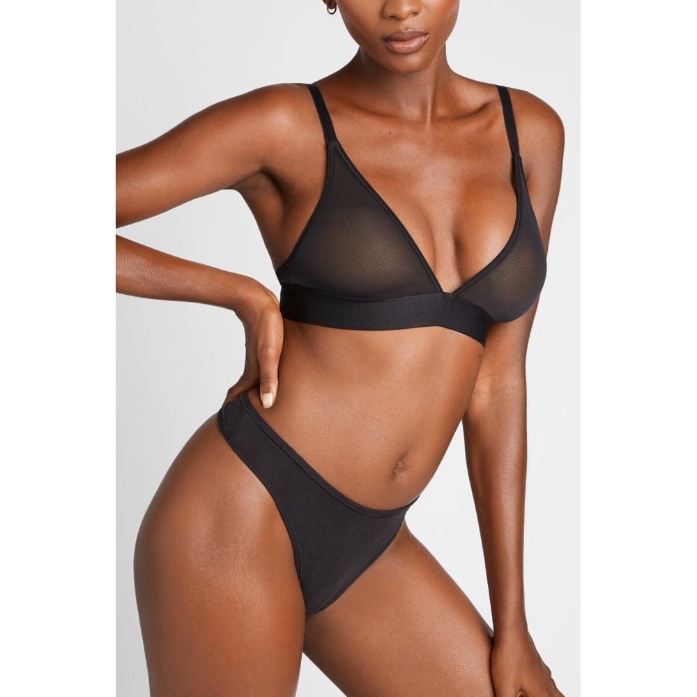 NWT Negative Underwear Sieve Cutout Plus Bra Black Sheer Mesh 4+ 38C 38D 40A